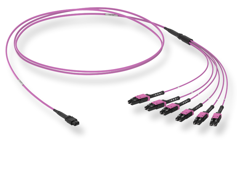 12 x 50/125 OM4, MTP(12)f/LC Duplex Uniboot