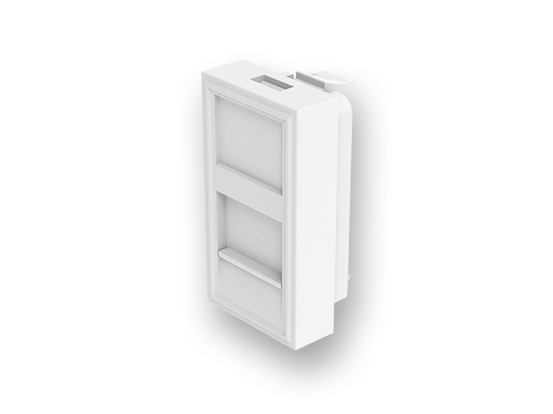 Лицевая панель 22,5x45 мм, 1 порт, со шторкой, белая