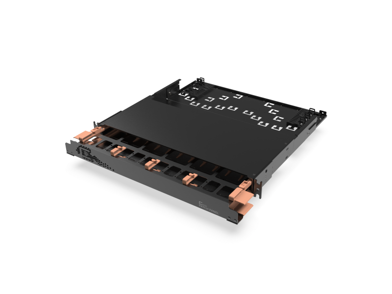 Cercis - High Density Fiber Patch Panel 1U with front cable management, sliding, black